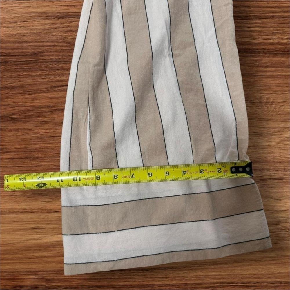 Billabong Striped Jumpsuit Wide Leg Crop Tan Cream V Neck Overalls Womens Small - Picture 6 of 8